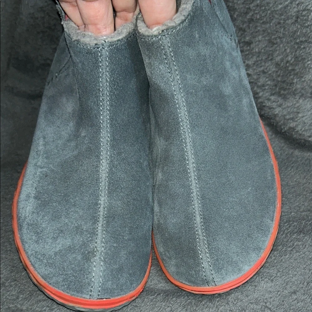 L.L. Bean women’s Blue Suede Boots with Orange Trim